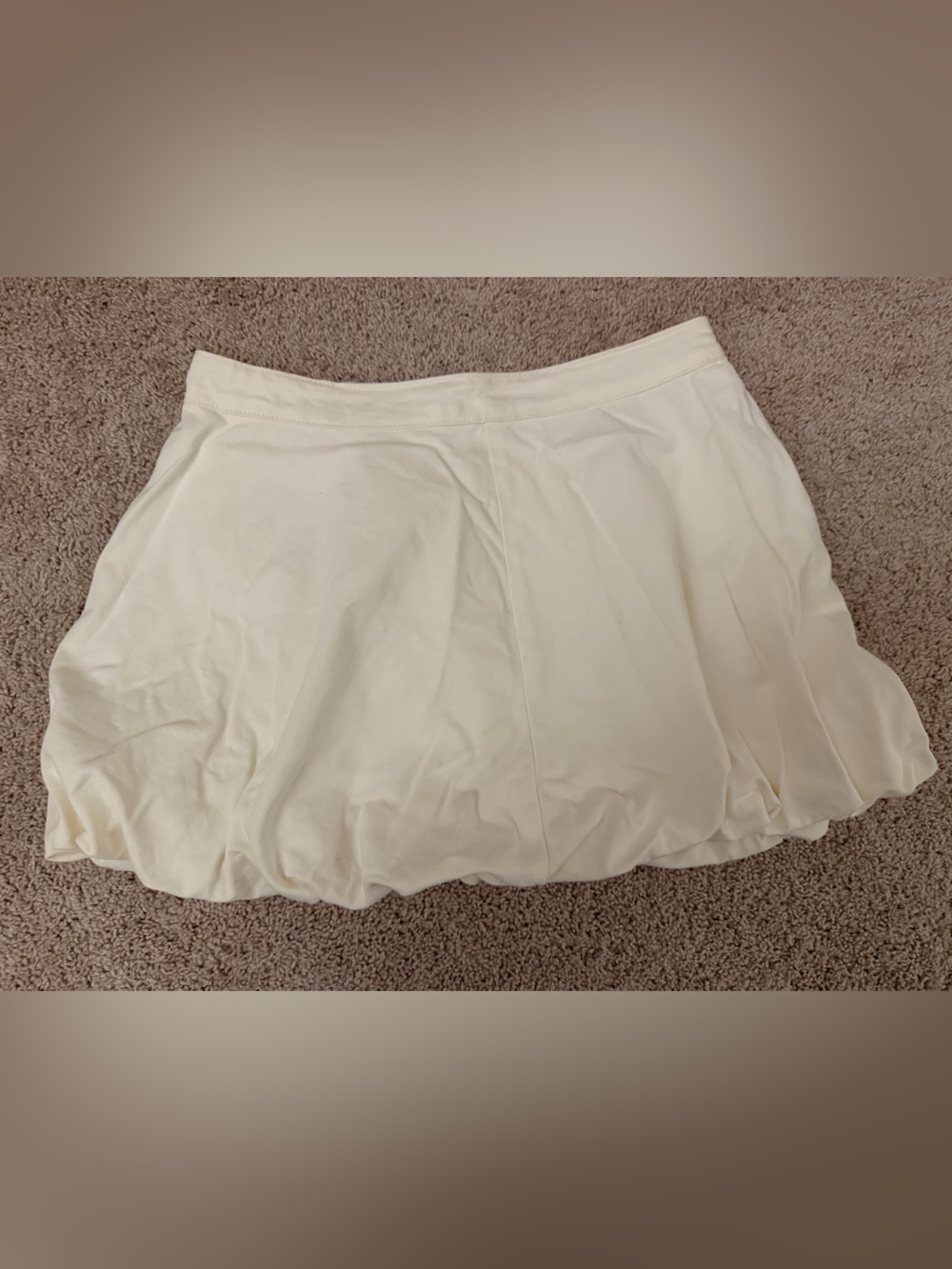 Mango Cream Denim Bubble Mini Skirt